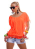 Scooped Neck Blouse Batwing Top